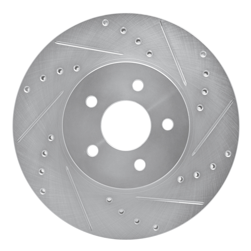Ford Mondeo Brake Rotor (1) - Front Right - R1 Concepts - Drilled & Slotted - Silver - `01-`08